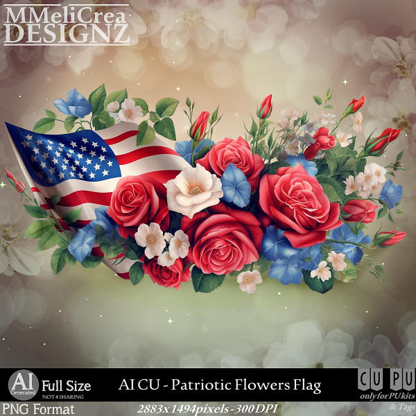 AI - CU Patriotic Flowers Flag (CU4PU/PNG) - Click Image to Close